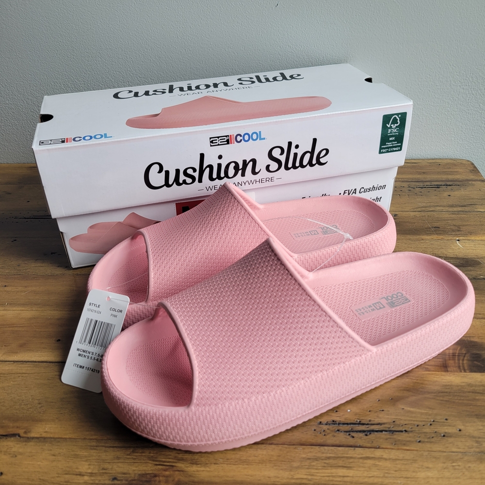 NWT 32 Degrees Cool Cushion Slide Pink Womens Size M 7.5-8.5